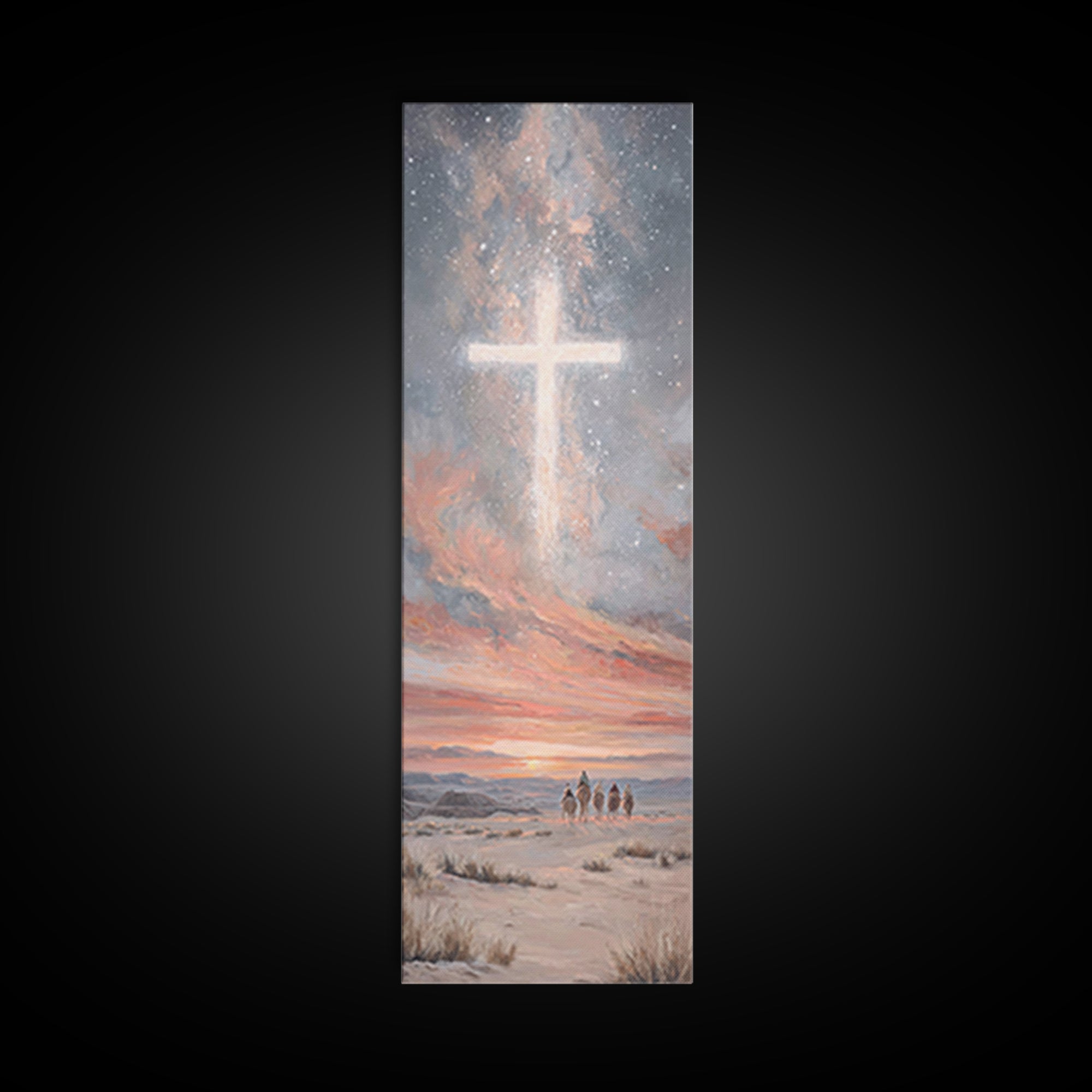 Desert Star Journey | Framed Canvas Print | Christian Art Canvas | Christian Wall Art | Christmas Art | Tall Skinny Art Print | Christian C
