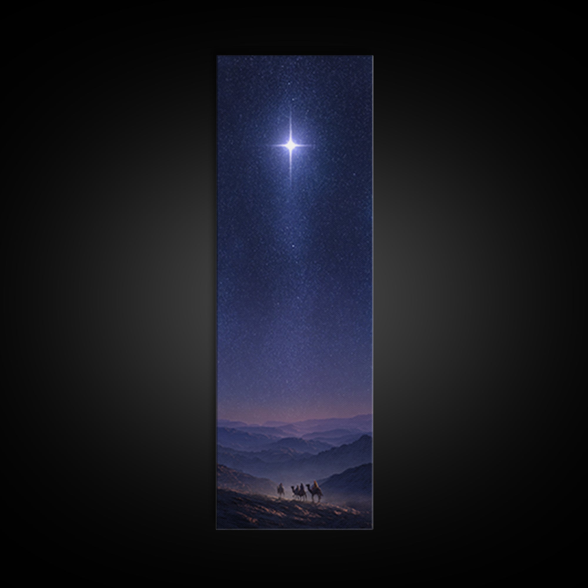 Holy Night Cross, Framed Canvas Print, Christian Art Canvas, Christian Wall Art, Christmas Art, Skinny Art, Christian Christmas Art