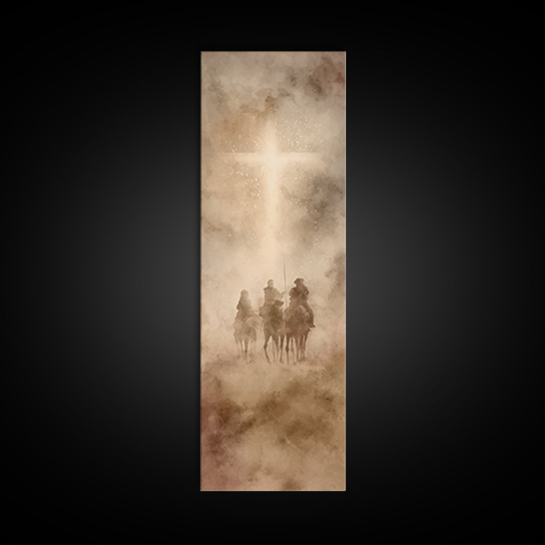 Pilgrims Of Light – Framed Canvas Print – Christian Wall Art – Christmas Art – Christian Art Canvas – Tall Narrow Wall Art – Christian Chri
