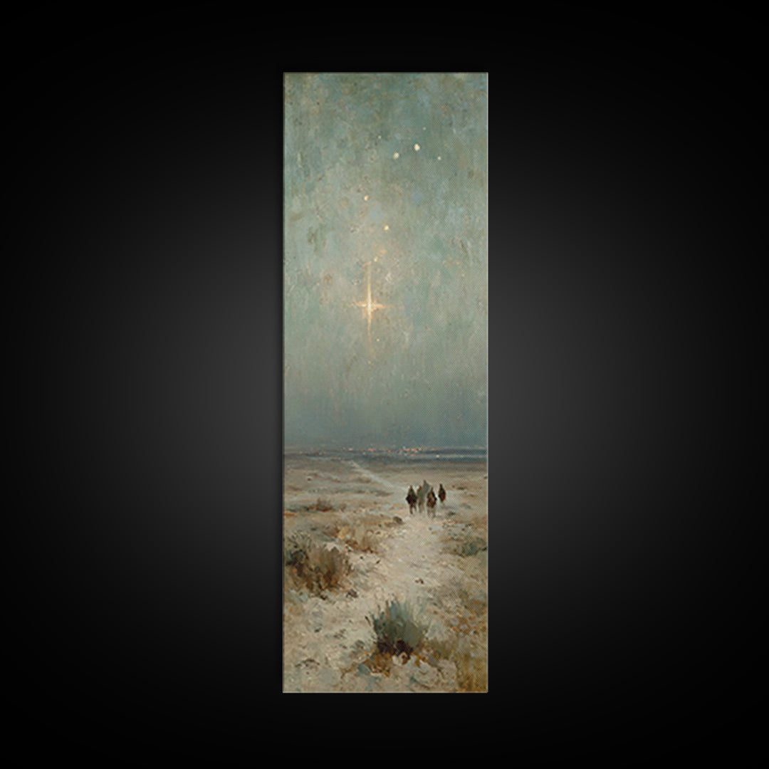Bethlehem Star Path | Framed Canvas Print | Christmas Art | Christian Wall Art | Christian Art Canvas | Narrow Art | Christian Christmas De