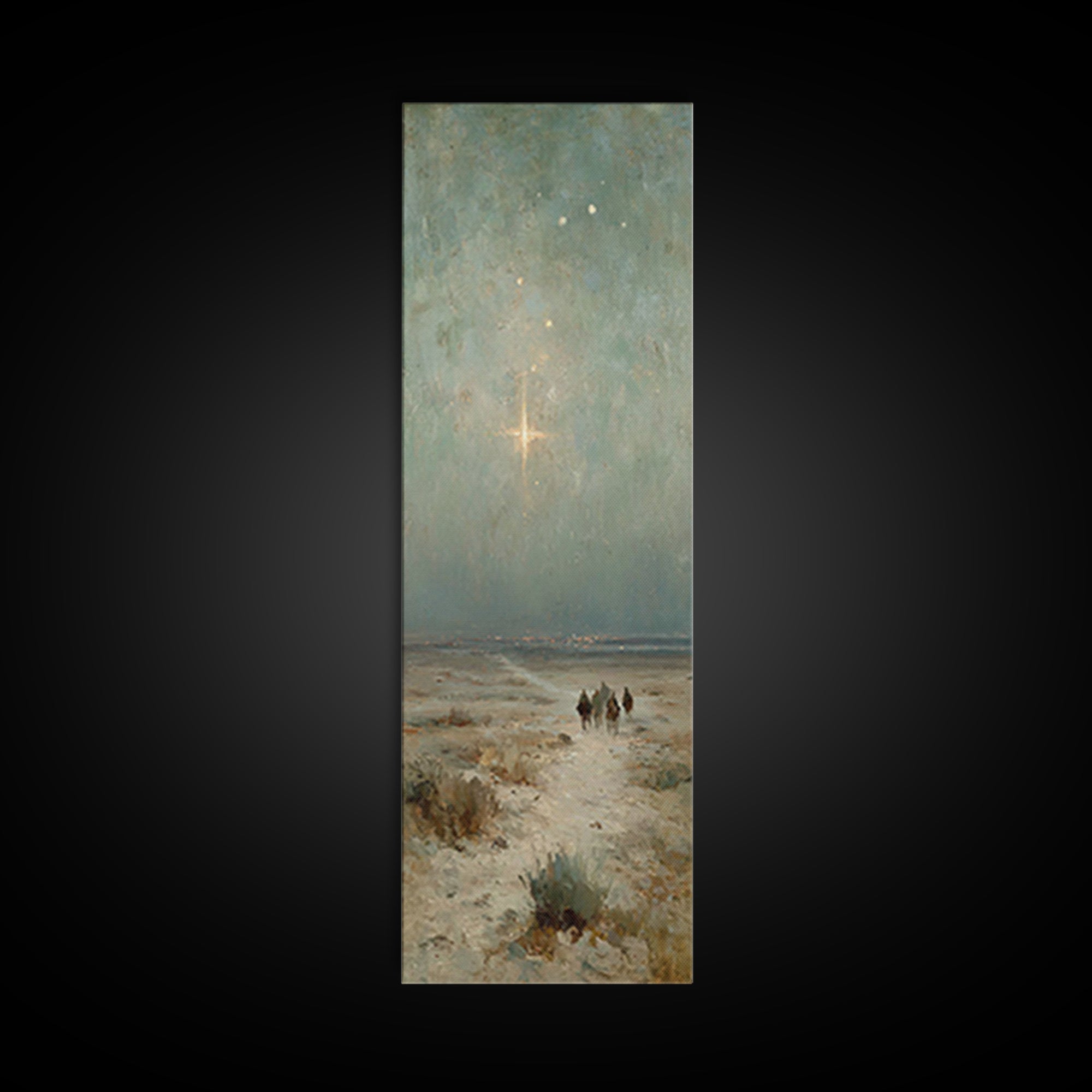 Bethlehem Star Path | Framed Canvas Print | Christmas Art | Christian Wall Art | Christian Art Canvas | Narrow Art | Christian Christmas De