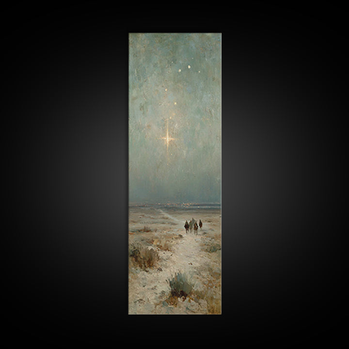 Bethlehem Star Path | Framed Canvas Print | Christmas Art | Christian Wall Art | Christian Art Canvas | Narrow Art | Christian Christmas De