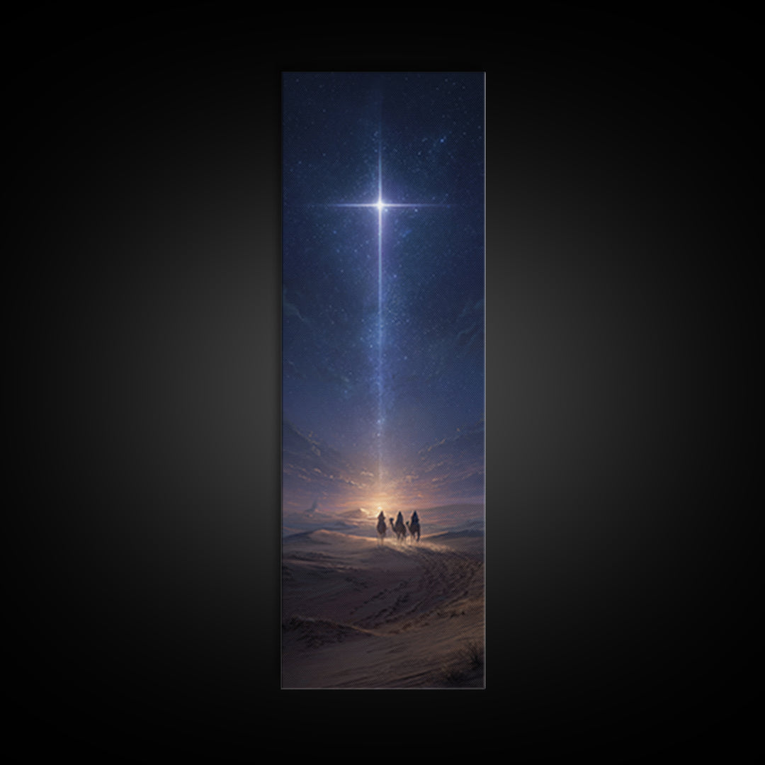 Cross Above The Sands, Framed Canvas Print, Christian Art Canvas, Christmas Art, Christian Wall Art, Skinny Art, Christian Christmas