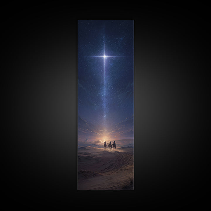 Cross Above The Sands, Framed Canvas Print, Christian Art Canvas, Christmas Art, Christian Wall Art, Skinny Art, Christian Christmas