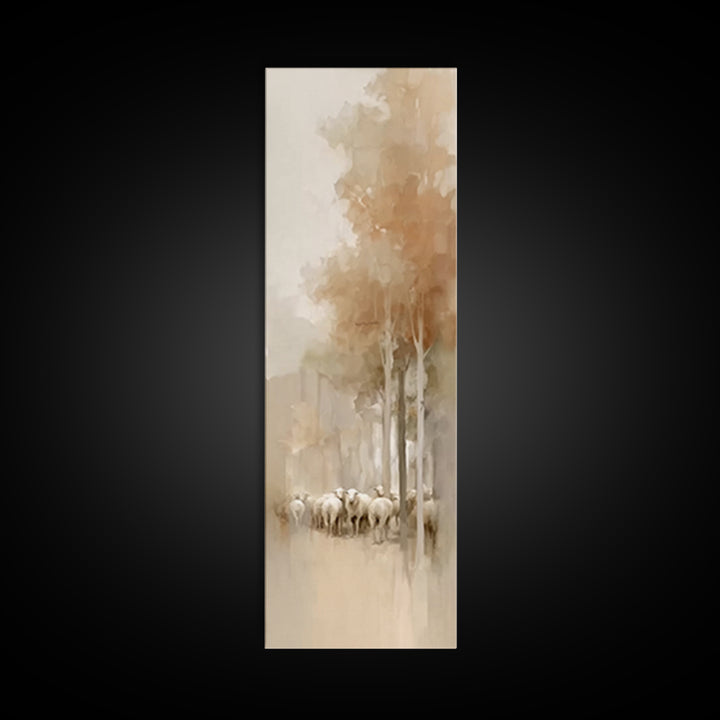 Quiet Woodland Flock – Framed Canvas Print – Christian Art Canvas – Christian Wall Art – Skinny Art – Christmas Art – Christian Christmas D