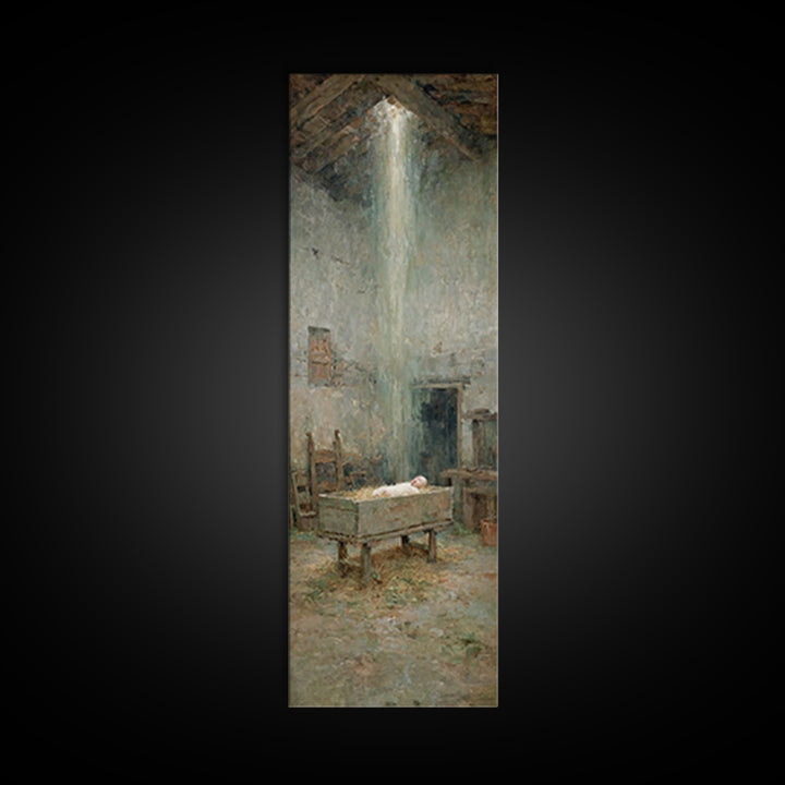 Silent Nativity Glow | Framed Canvas Print | Christian Wall Art | Christian Christmas Art | Christian Art Canvas | Jesus Painting | Christi