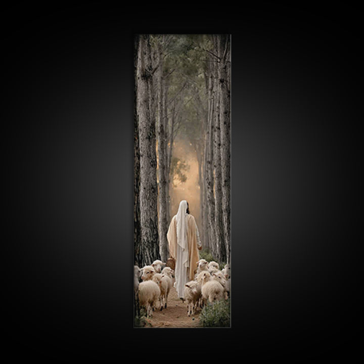 Woodland Guide, Framed Canvas Print, Christian Art Canvas, Christian Wall Art, Tall Narrow Wall Art, Jesus Painting, Christian Decor
