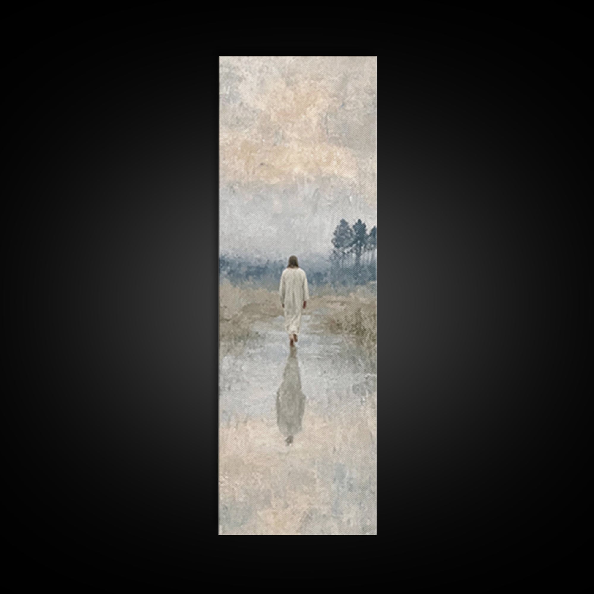 Sacred Quiet Journey – Framed Canvas Print – Christian Art Canvas – Vintage Christian Art – Tall Skinny Art Print – Christian Christmas