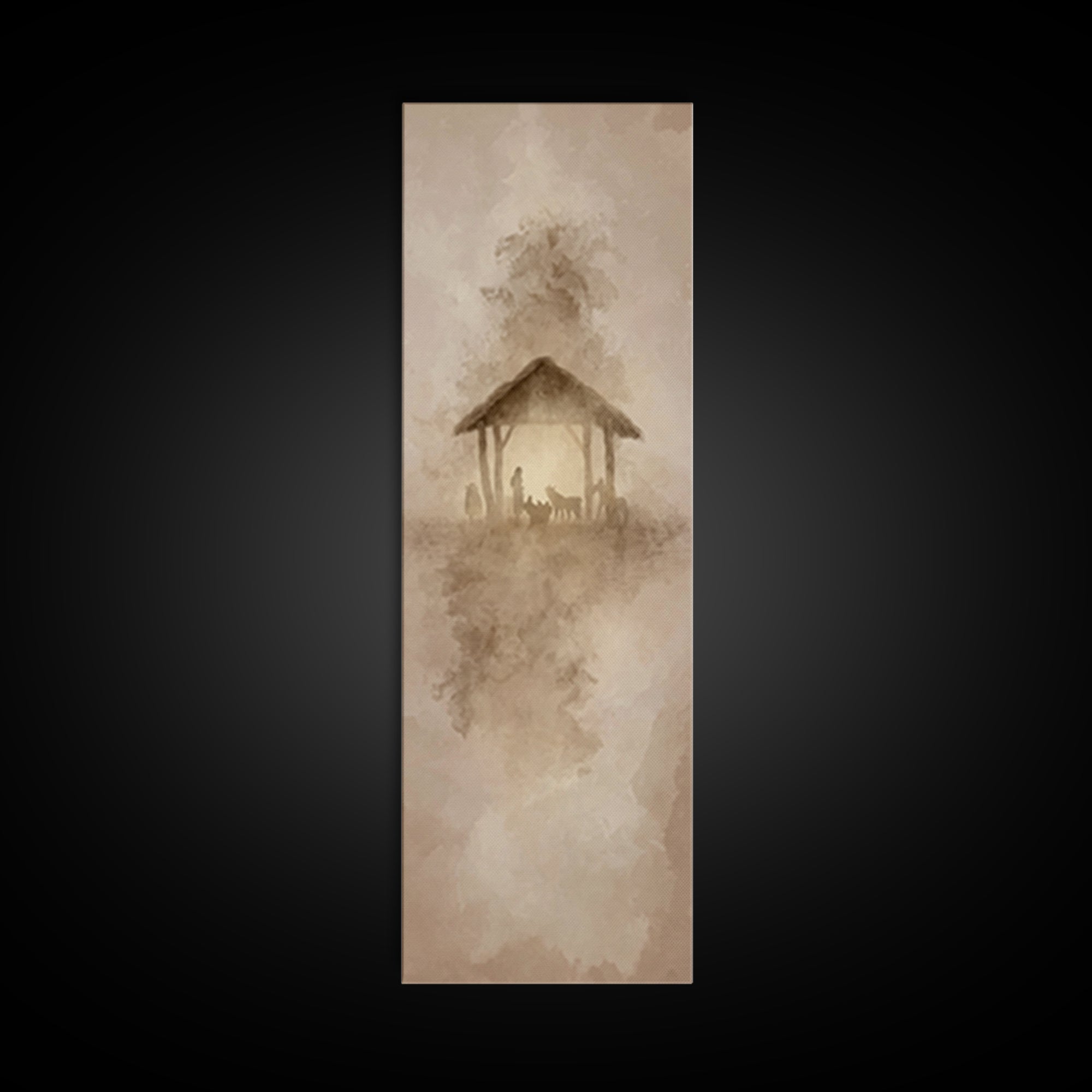 Humble Night Wonder | Framed Canvas Print | Christian Christmas Art | Christian Wall Art | Skinny Art | Jesus Christmas Art | Christian Art