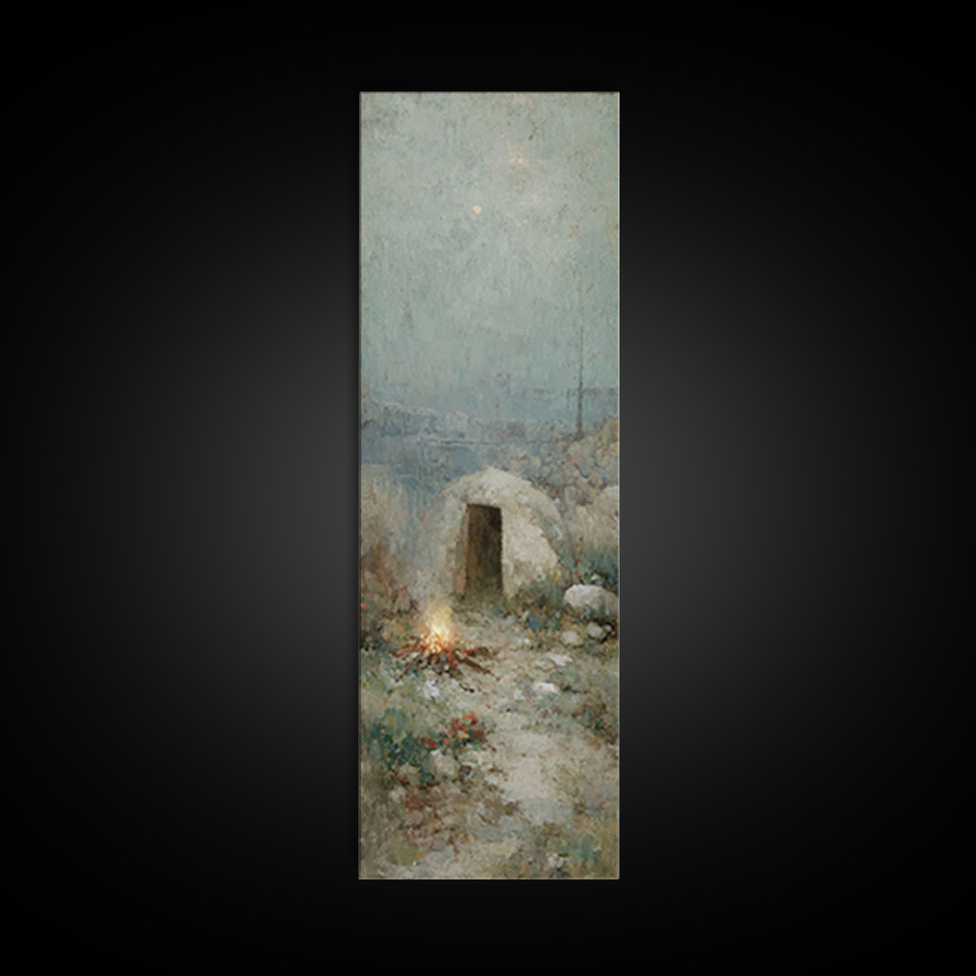 Shepherds’ Hearth Hope – Framed Canvas Print – Christian Art Canvas – Vintage Christian Art – Narrow Art – Christmas Art – Christian Wall A