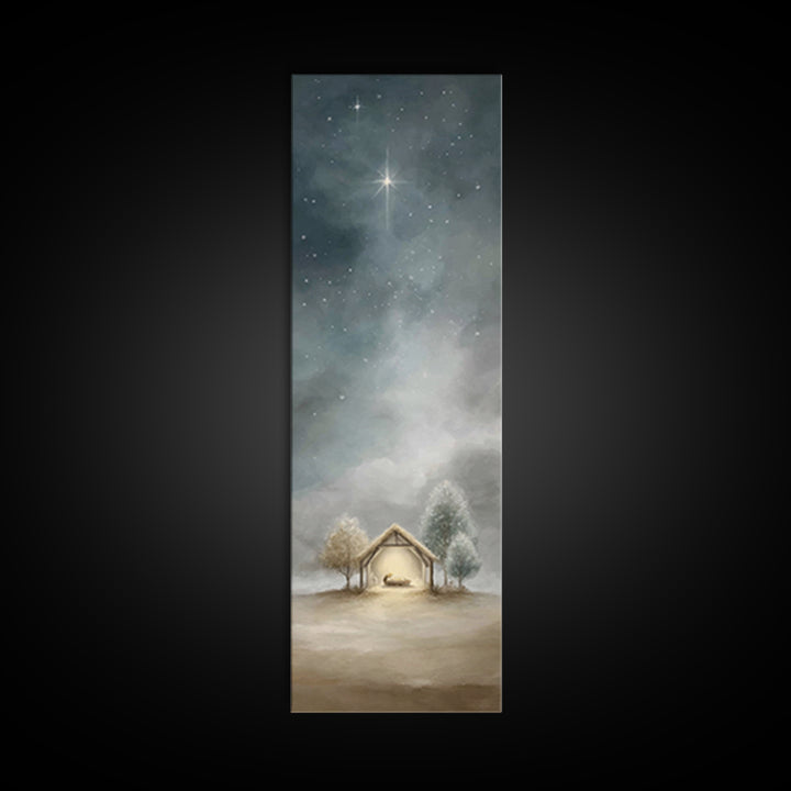 Holy Star Shelter – Framed Canvas Print – Christian Art – Christmas Wall Art – Skinny Art – Jesus Christmas Art – Christian Art Prints