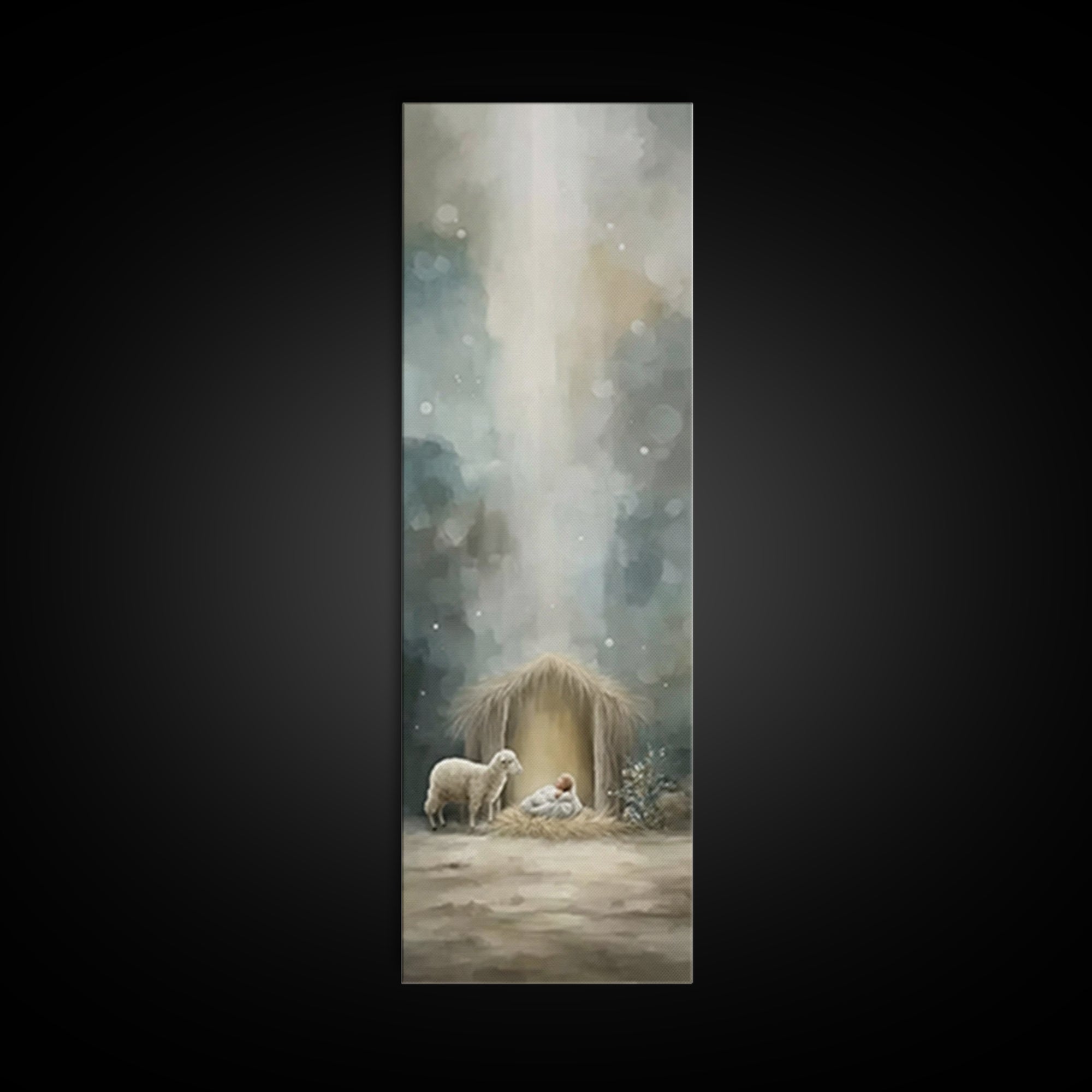 Heaven’s Child Bright – Framed Canvas Print – Christian Art – Jesus Christmas Art – Tall Skinny Art Print – Christmas Wall Art – Christian