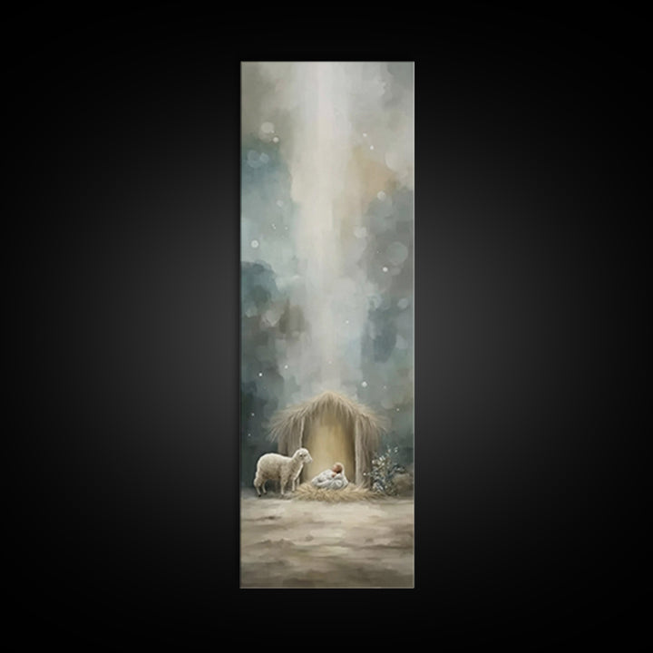 Heaven’s Child Bright – Framed Canvas Print – Christian Art – Jesus Christmas Art – Tall Skinny Art Print – Christmas Wall Art – Christian