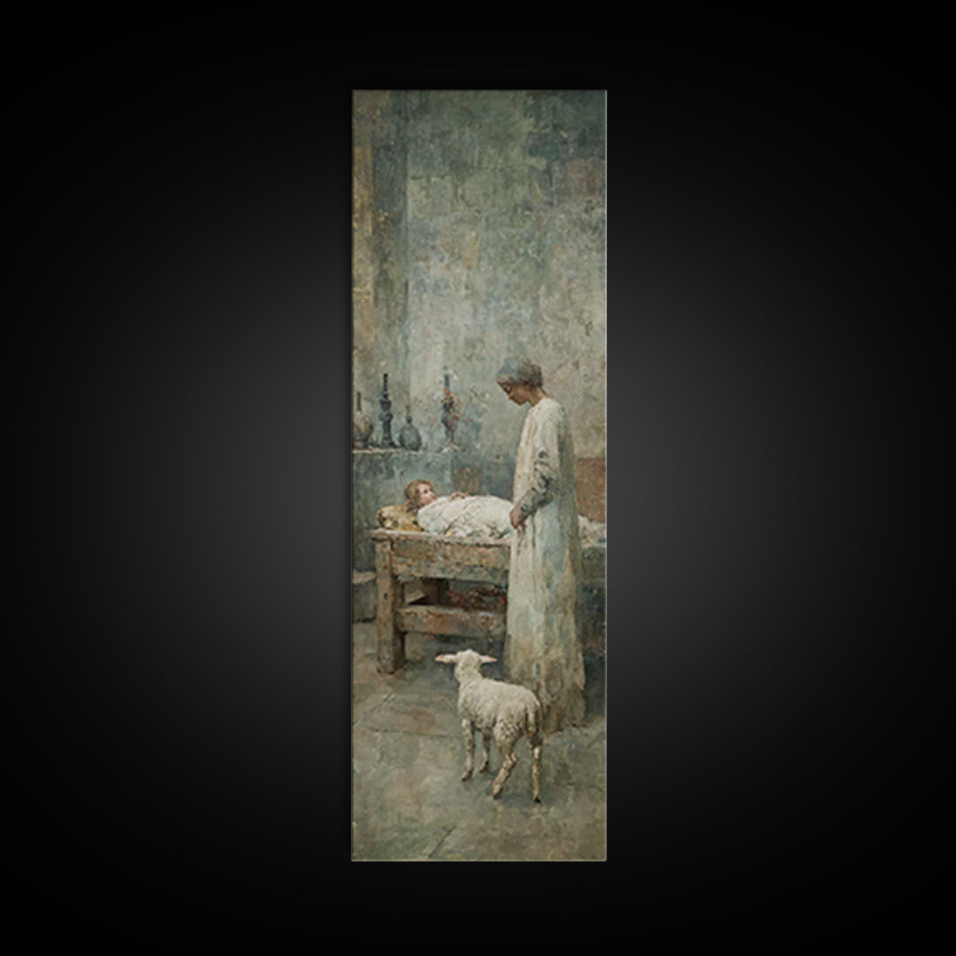 Quiet Mercy Table – Framed Canvas Print – Christian Wall Art – Christian Art Canvas – Jesus Painting – Tall Narrow Wall Art
