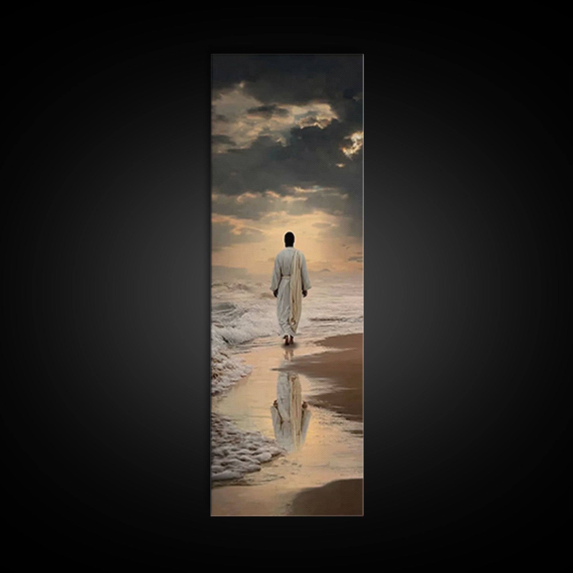 Stormlit Journey Grace – Framed Canvas Print – Christian Wall Art – Christian Art Canvas – Jesus Painting – Tall Narrow Wall Art