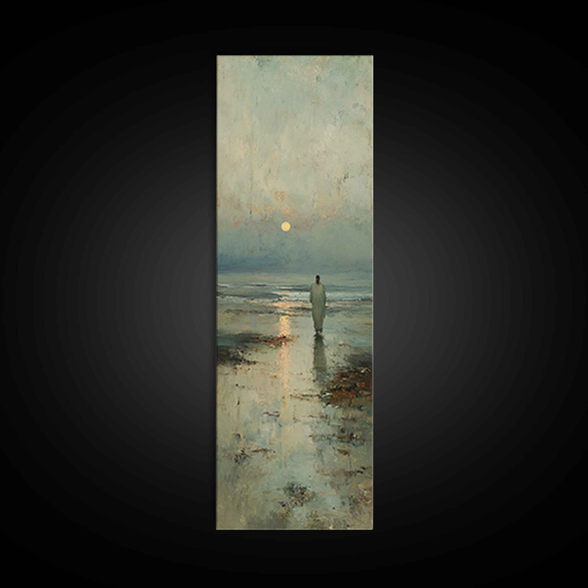Celestial Dawn Walk – Framed Canvas Print – Christian Art Canvas – Christian Wall Art – Jesus Painting – Tall Narrow Wall Art