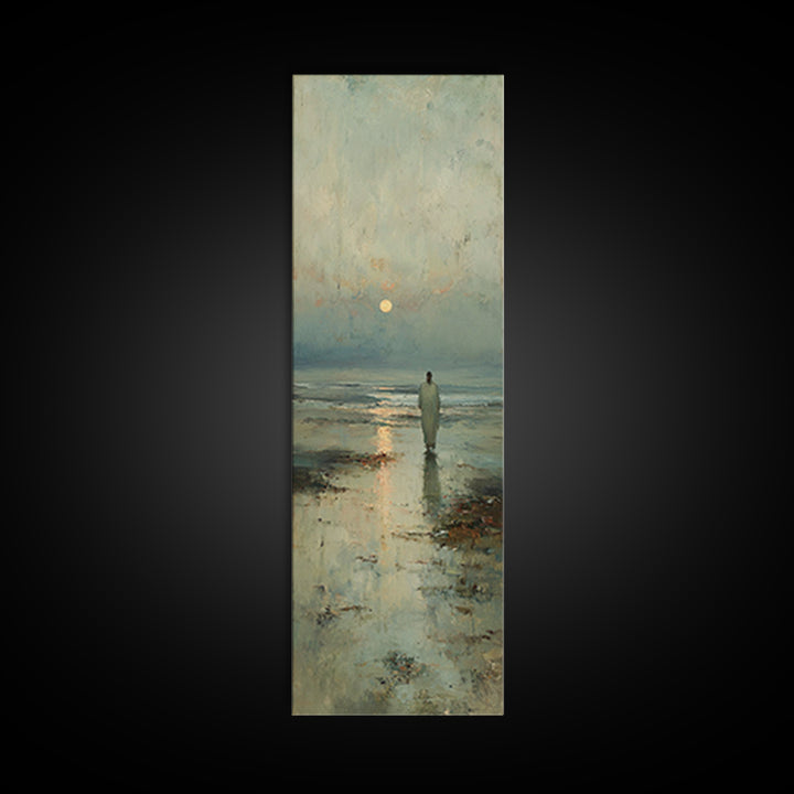 Celestial Dawn Walk – Framed Canvas Print – Christian Art Canvas – Christian Wall Art – Jesus Painting – Tall Narrow Wall Art