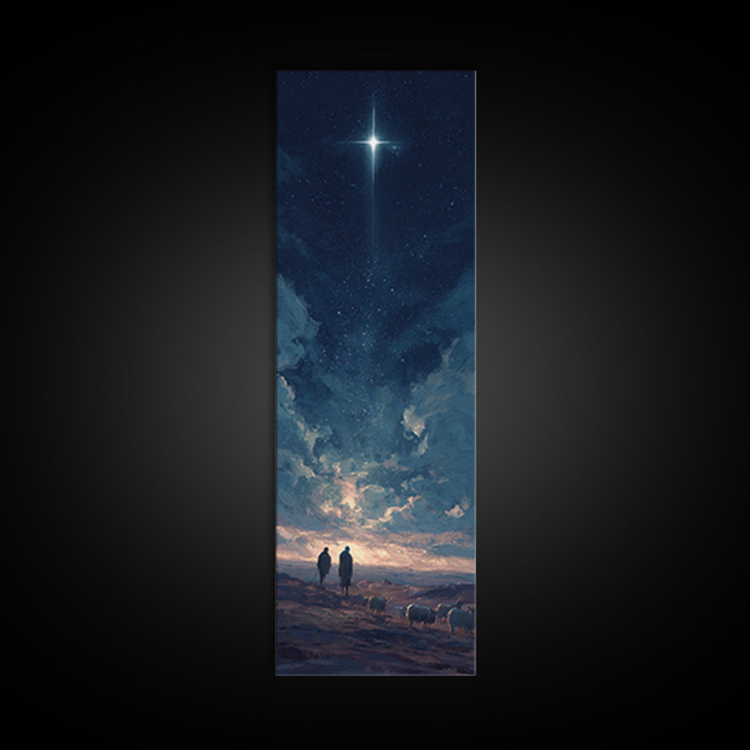 Blessed Night Sky, Framed Canvas Print, Christian Christmas Art, Christian Art Canvas, Skinny Art, Christian Wall Art