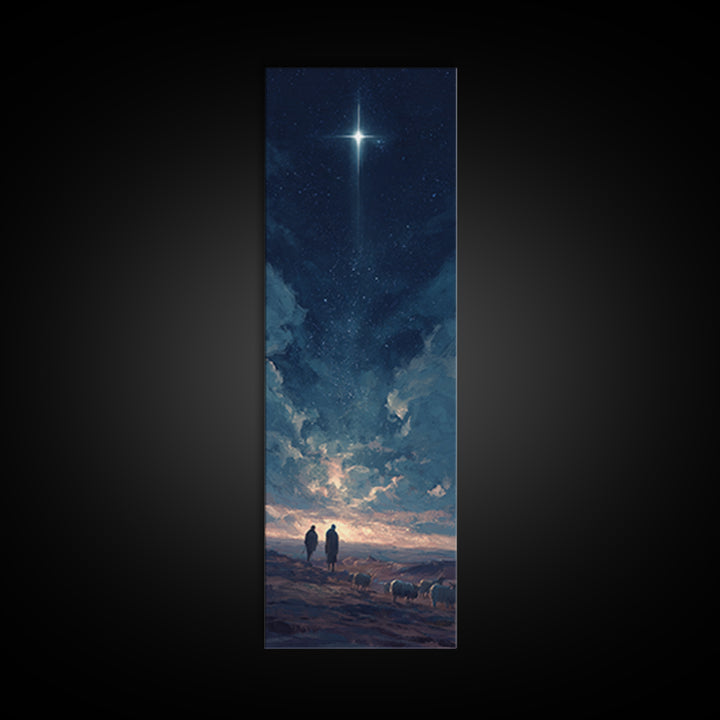 Blessed Night Sky, Framed Canvas Print, Christian Christmas Art, Christian Art Canvas, Skinny Art, Christian Wall Art