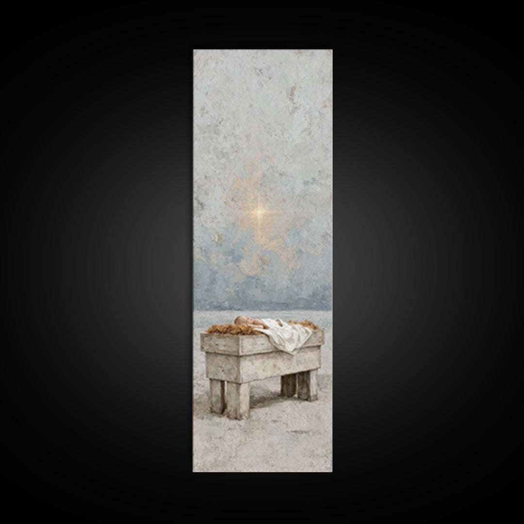 The Guiding Star – Framed Canvas Print – Tall Narrow Wall Art – Christian Wall Art – Christian Art Canvas – Christmas Art – Jesus Painting