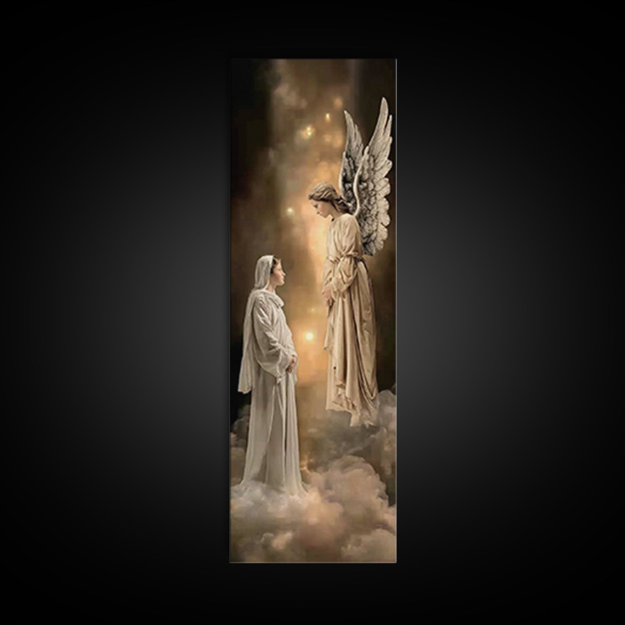Sacred Encounter – Framed Canvas Print – Narrow Art – Christian Art – Christmas Art – Christian Art Canvas – Jesus Painting – Christian Dec