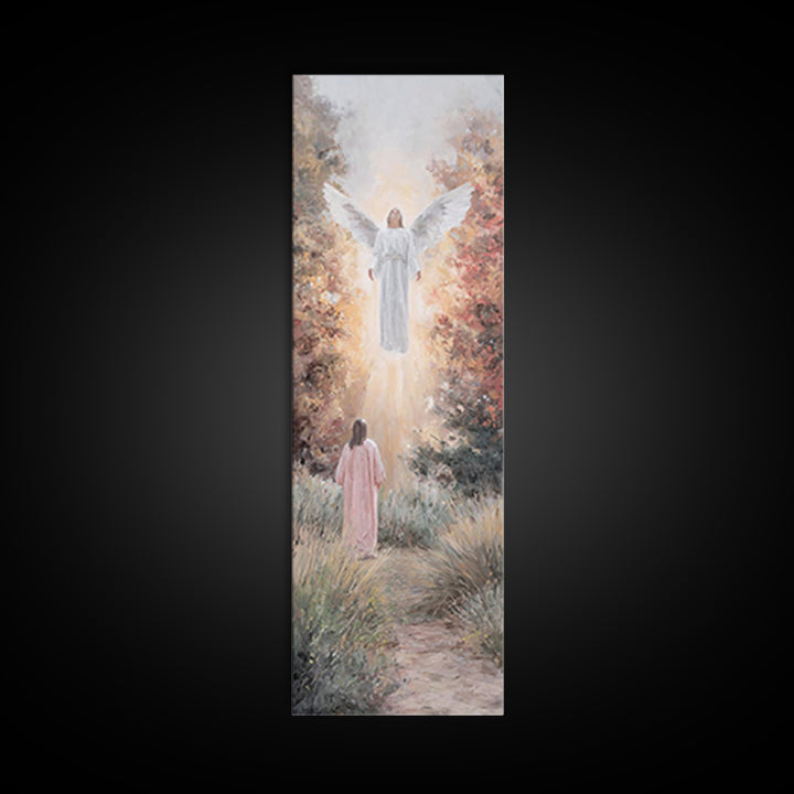 Blessed Messenger – Framed Canvas Print – Tall Skinny Art Print – Christian Art Canvas – Christian Christmas Art – Jesus Painting – Christi