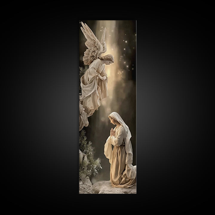 Divine Announcement, Framed Canvas Print, Narrow Art, Christian Art Canvas, Christian Wall Art, Christmas Art, Modern Christian Art