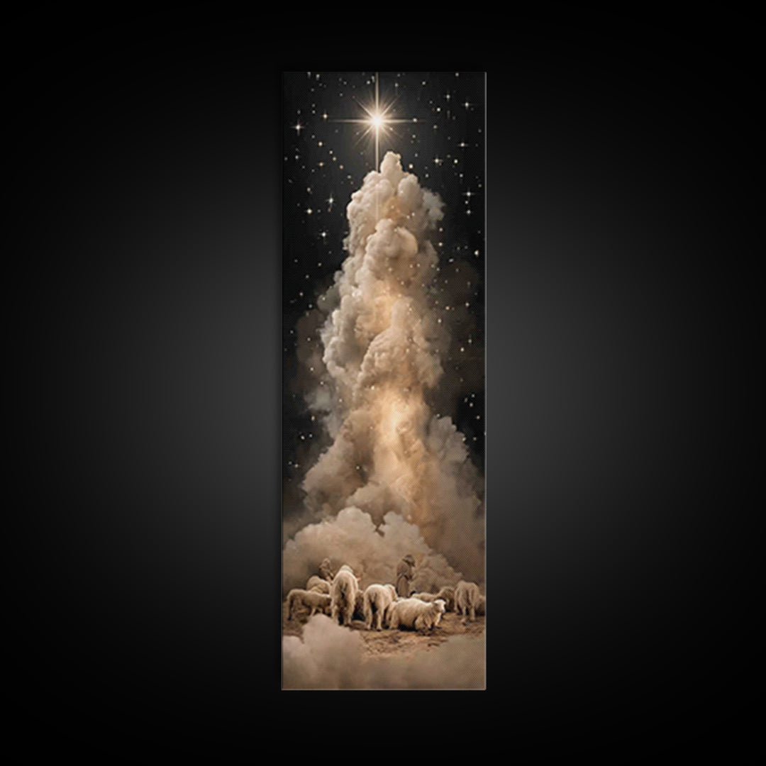 The Shepherds’ Star – Framed Canvas Print – Tall Narrow Wall Art – Christian Wall Art – Christian Art Canvas – Christmas Art – Jesus Painti