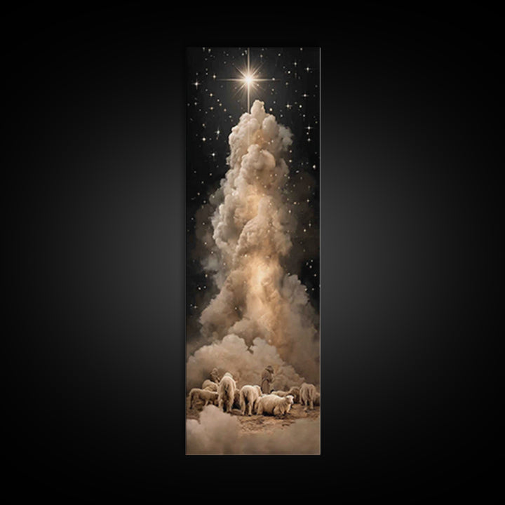 The Shepherds’ Star – Framed Canvas Print – Tall Narrow Wall Art – Christian Wall Art – Christian Art Canvas – Christmas Art – Jesus Painti