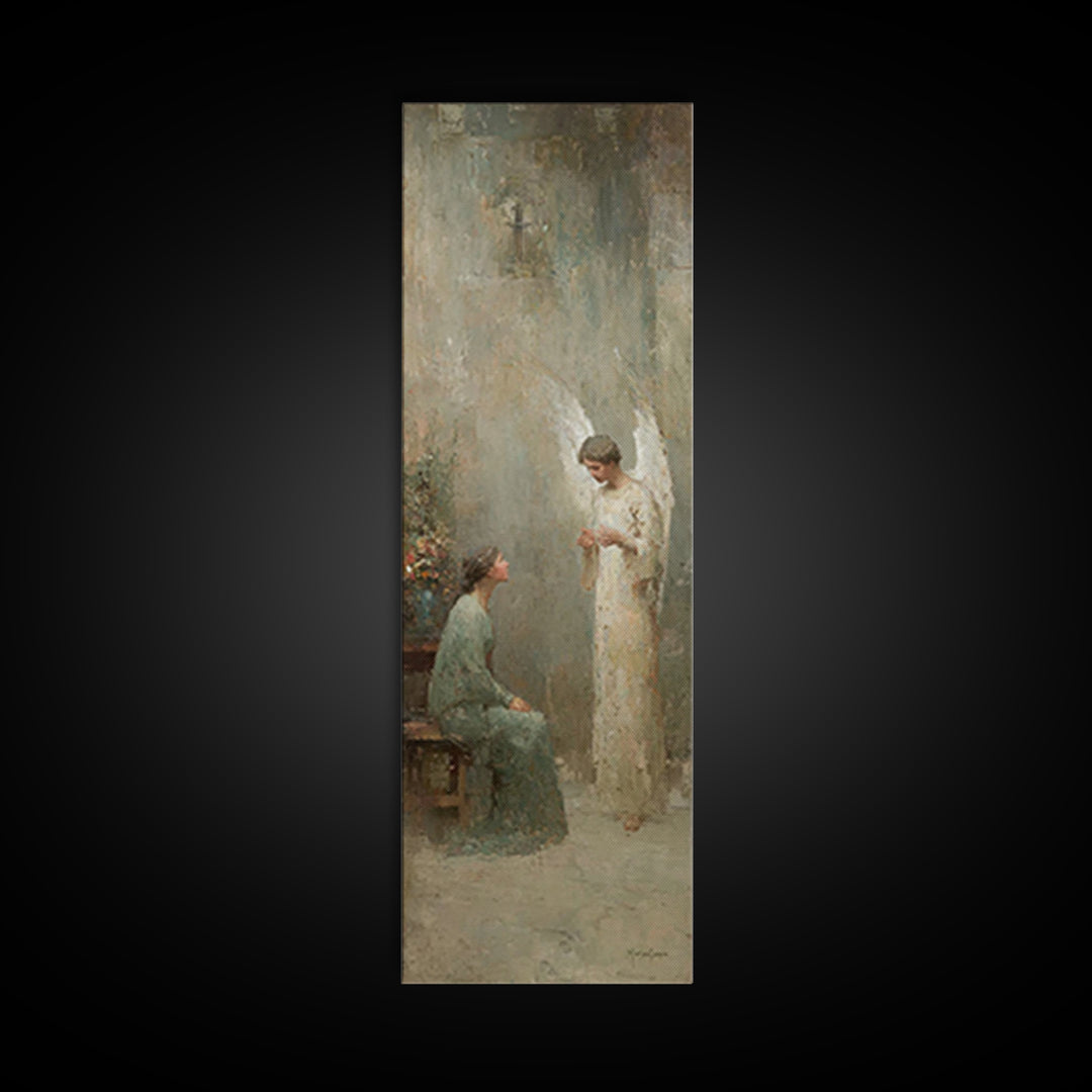 Angel Of Grace – Framed Canvas Print – Skinny Art – Christian Art Canvas – Christian Wall Art – Christmas Art – Jesus Painting