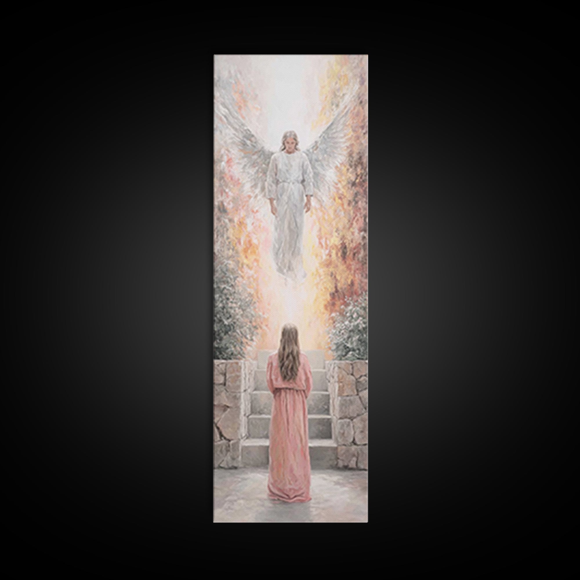 Heaven’s Bright Ascent – Framed Canvas Print – Tall Narrow Wall Art – Christian Art Canvas – Christian Wall Art – Jesus Painting – Christia