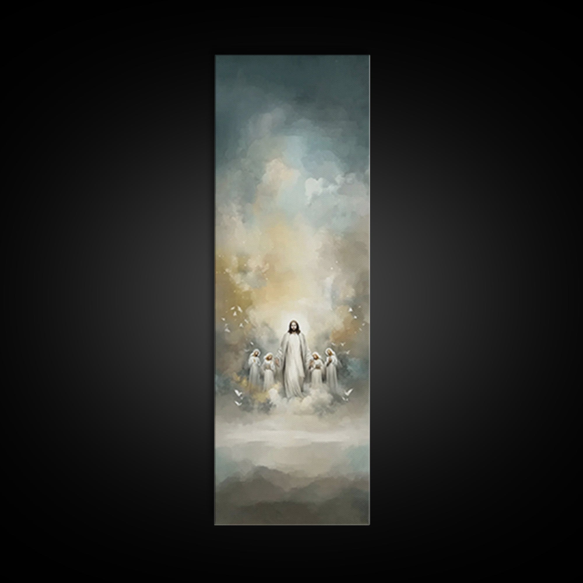 Clouds Of Witnesses, Framed Canvas Print, Tall Skinny Art Print, Christian Wall Art, Christian Art Canvas, Christian Painting, Christian Ar