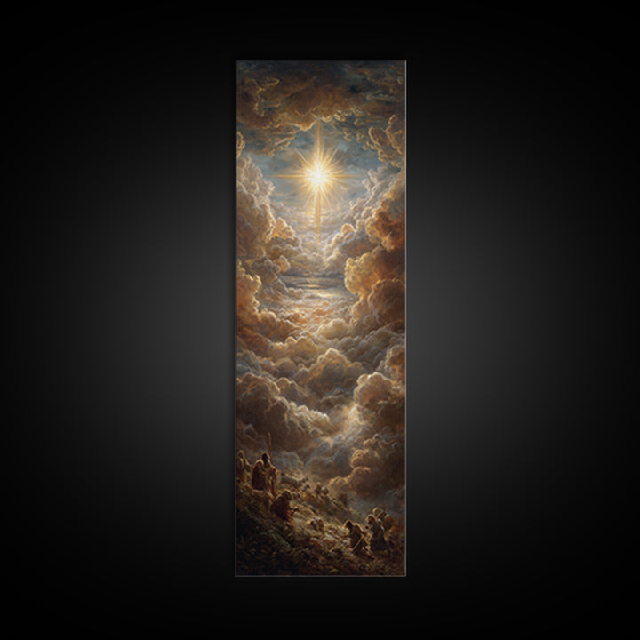 Heavenly Glory Rise – Framed Canvas Print – Narrow Art – Christian Art Canvas – Christian Christmas Art – Christian Wall Art – Jesus Painti