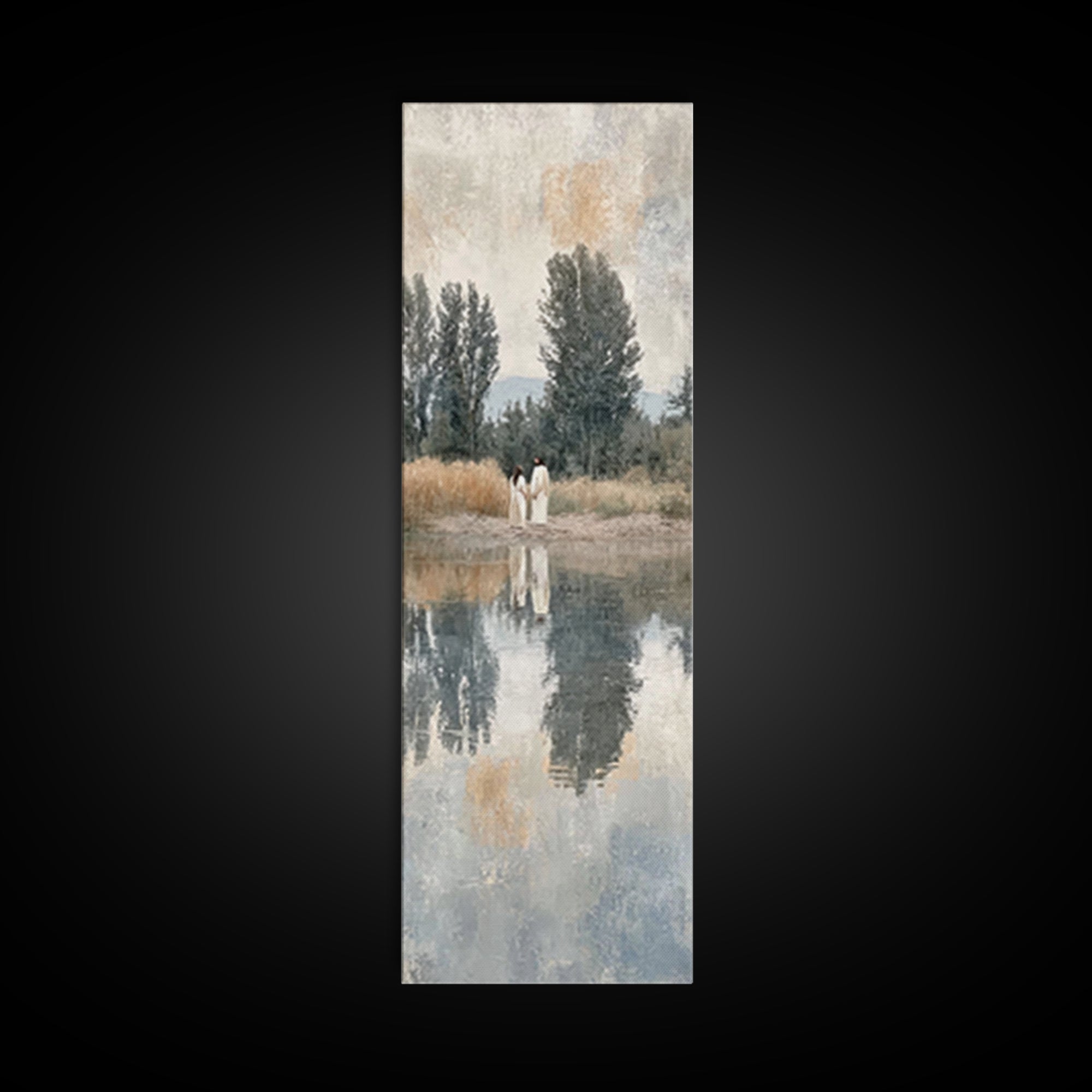Hillside Reverence – Framed Canvas Print – Christian Art Canvas – Christian Wall Art – Tall Skinny Art Print – Christian Gift Ideas – Moder