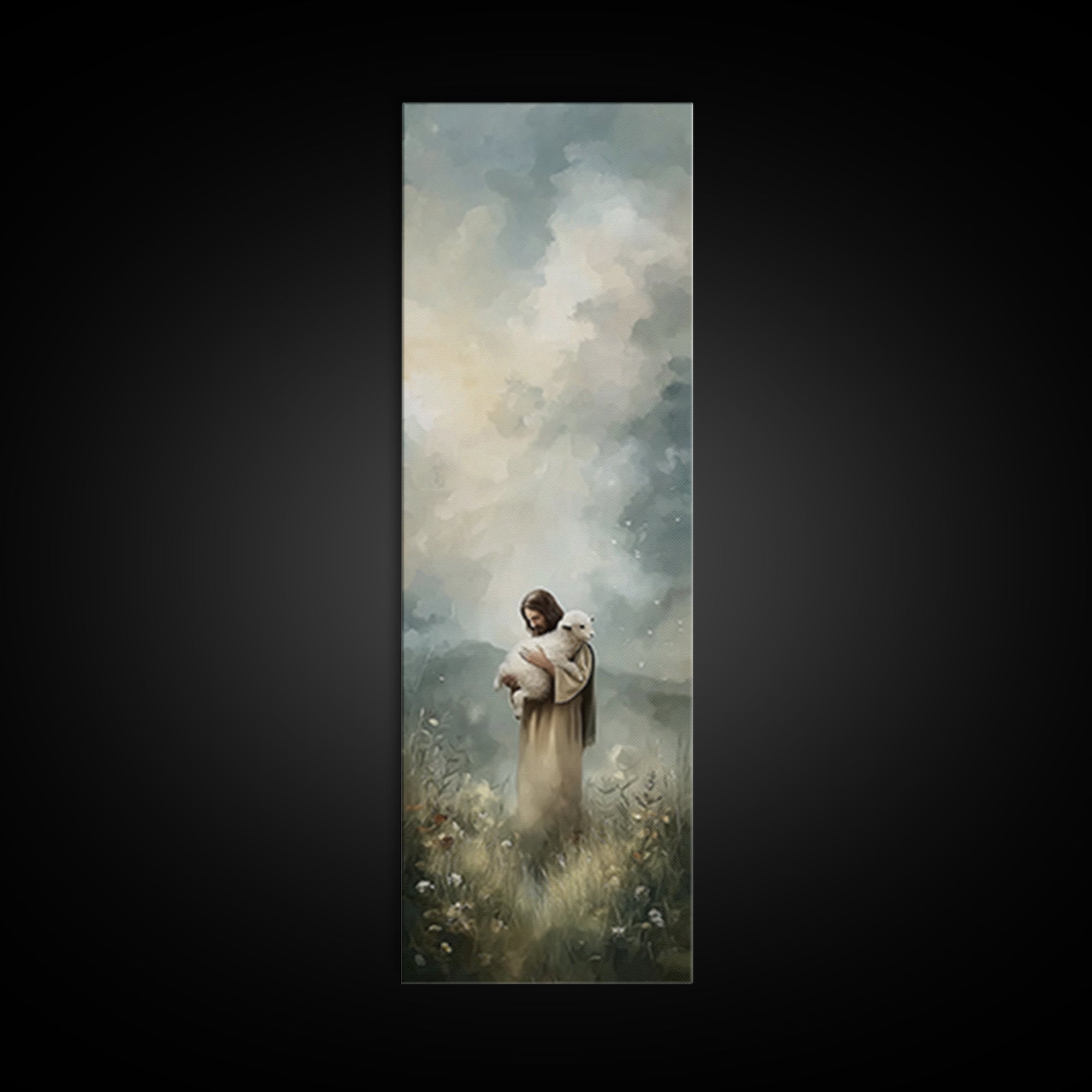 Pasture Of Grace, Framed Canvas Print, Christian Wall Art, Jesus Painting Canvas, Skinny Art, Christian Art Canvas, Modern Christian Art, C