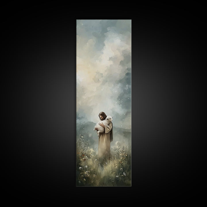 Pasture Of Grace, Framed Canvas Print, Christian Wall Art, Jesus Painting Canvas, Skinny Art, Christian Art Canvas, Modern Christian Art, C