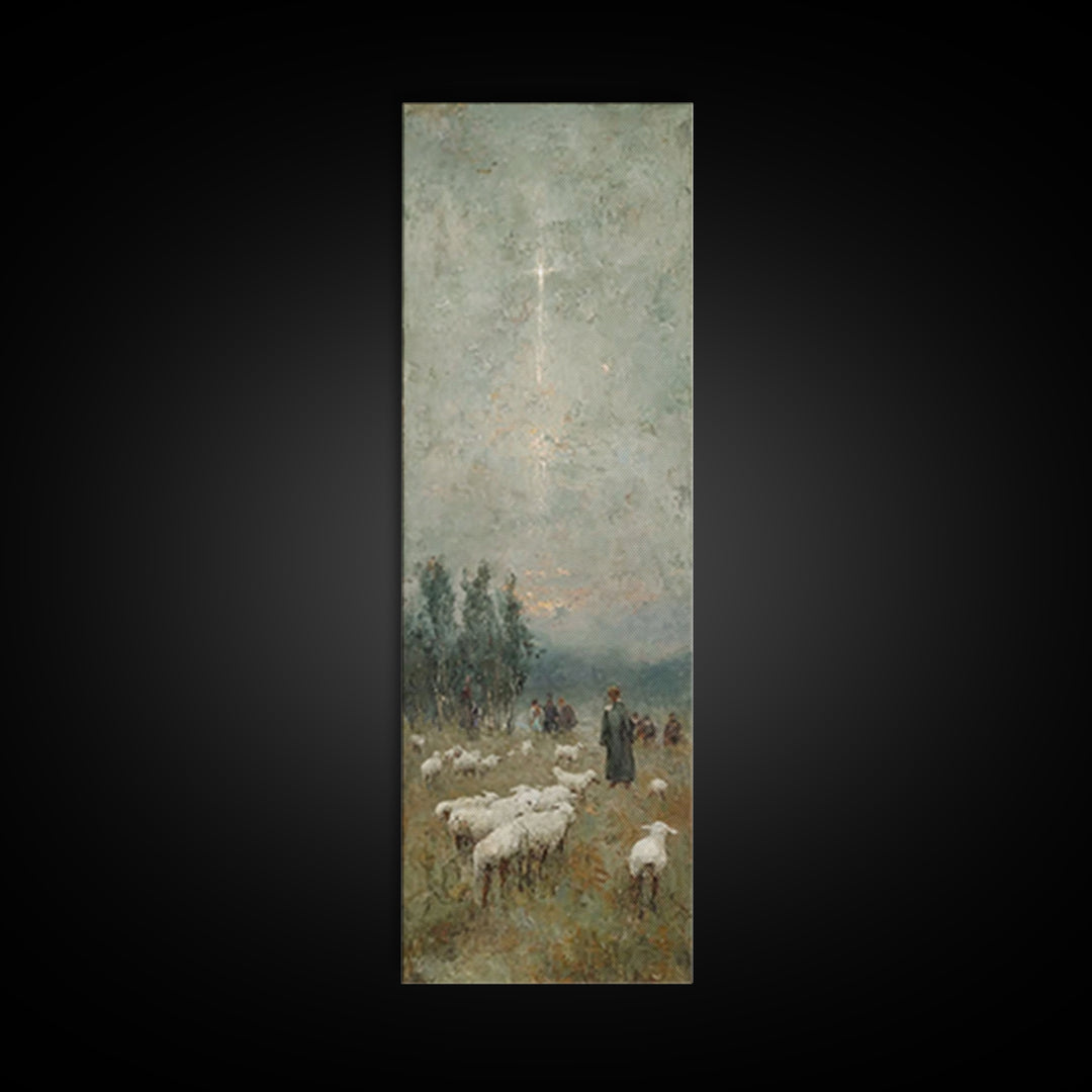 Pastoral Midnight Star – Framed Canvas Print – Skinny Art – Christian Christmas Art – Christian Wall Art – Christian Art Canvas – Christmas