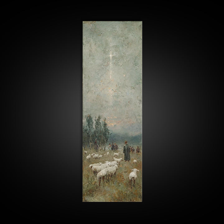 Pastoral Midnight Star – Framed Canvas Print – Skinny Art – Christian Christmas Art – Christian Wall Art – Christian Art Canvas – Christmas