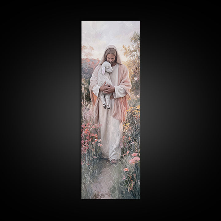 Fields Of Comfort – Framed Canvas Print – Christian Art Canvas – Large Jesus Painting – Tall Narrow Wall Art – Christian Wall Art – Christi