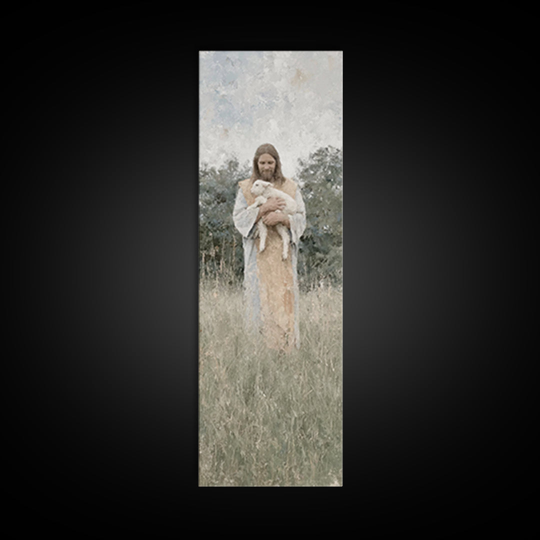 Gentle Shepherd Peace | Framed Canvas Print | Skinny Art | Christian Art Canvas | Jesus Painting | Modern Christian Art