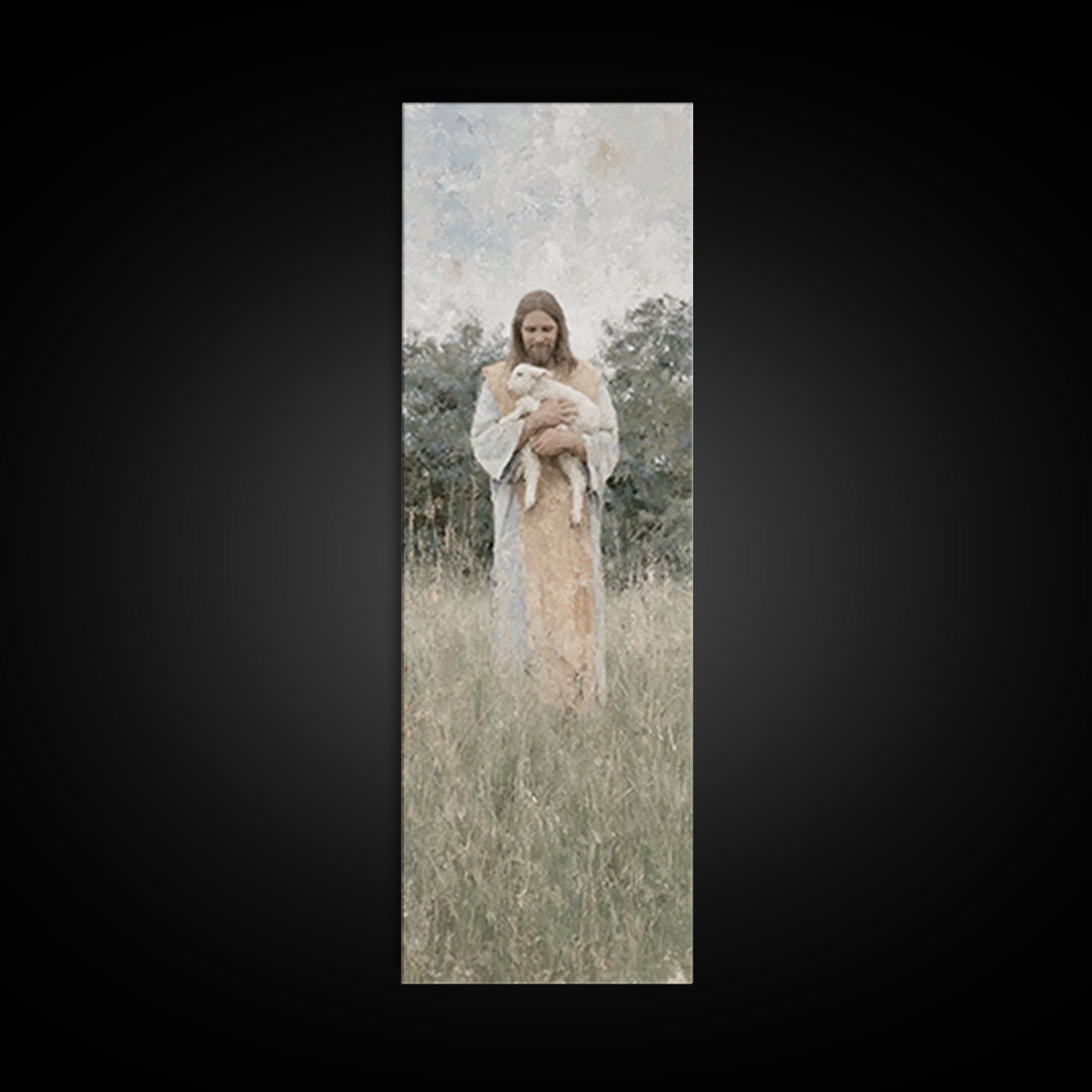 Gentle Shepherd Peace | Framed Canvas Print | Skinny Art | Christian Art Canvas | Jesus Painting | Modern Christian Art