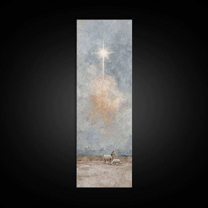 Heavenly Light Path, Framed Canvas Print, Tall Narrow Wall Art, Christian Art Canvas, Christmas Art Prints, Christian Wall Art
