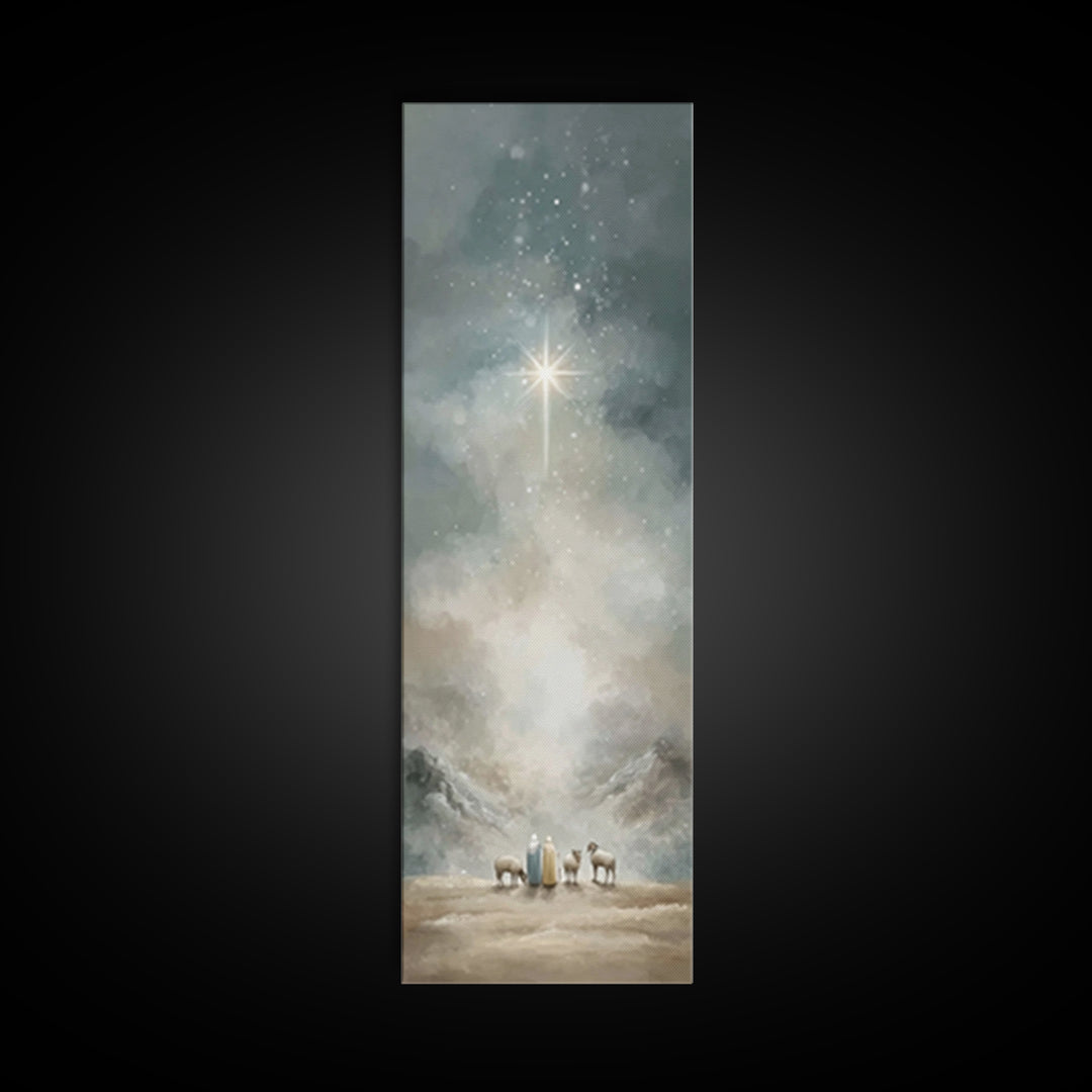 Silent Star Wonder – Framed Canvas Print – Skinny Art – Christian Christmas Decor – Christmas Wall Art – Christian Art