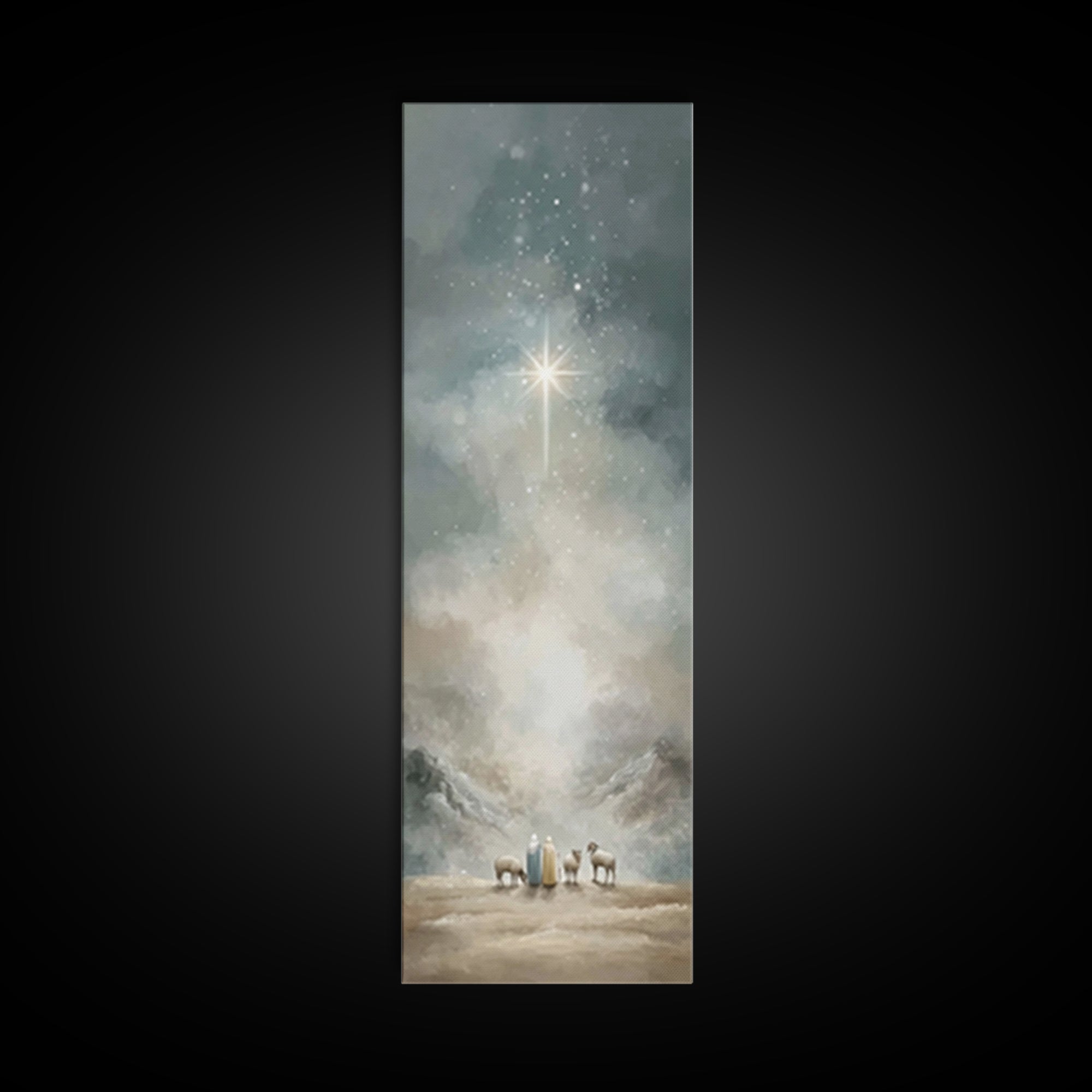 Silent Star Wonder – Framed Canvas Print – Skinny Art – Christian Christmas Decor – Christmas Wall Art – Christian Art