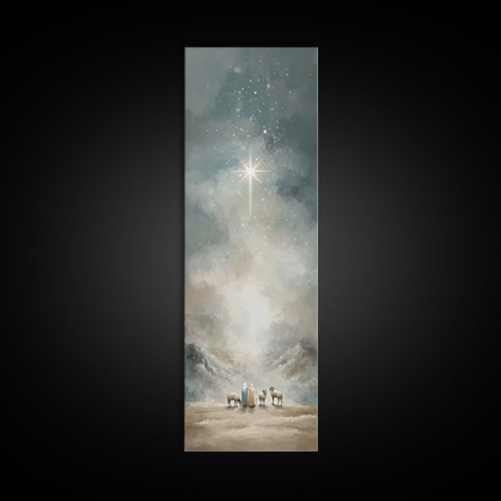 Silent Star Wonder – Framed Canvas Print – Skinny Art – Christian Christmas Decor – Christmas Wall Art – Christian Art