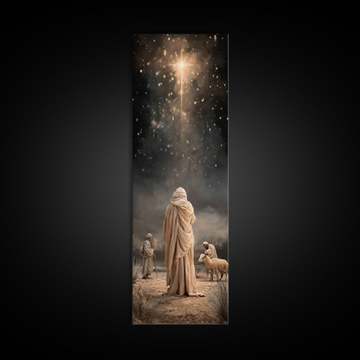 Desert Star Journey | Framed Canvas Print | Tall Narrow Wall Art | Framed Christmas Art | Christian Art Work | Christmas Canvas Wall Art