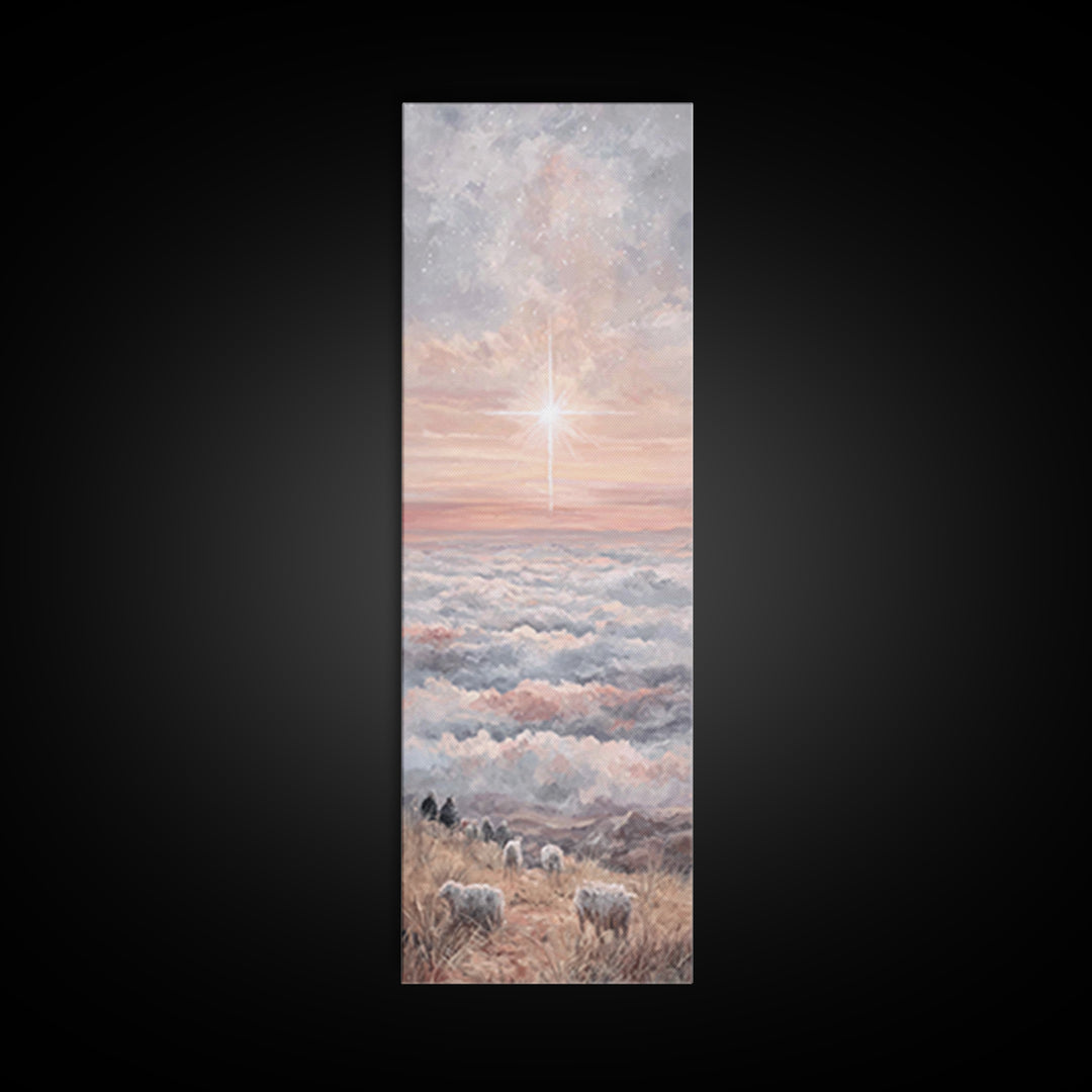 Dawn Of Promise – Framed Canvas Print – Narrow Art – Christian Art – Christian Art Canvas – Christian Wall Art – Christmas Art