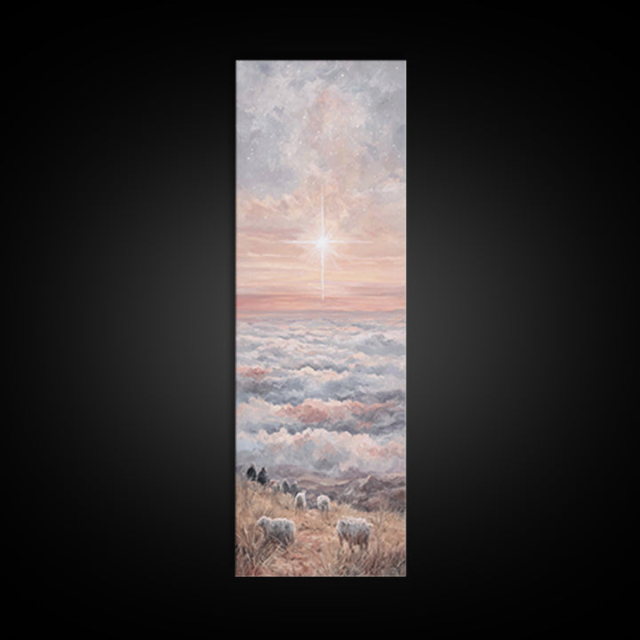 Dawn Of Promise – Framed Canvas Print – Narrow Art – Christian Art – Christian Art Canvas – Christian Wall Art – Christmas Art