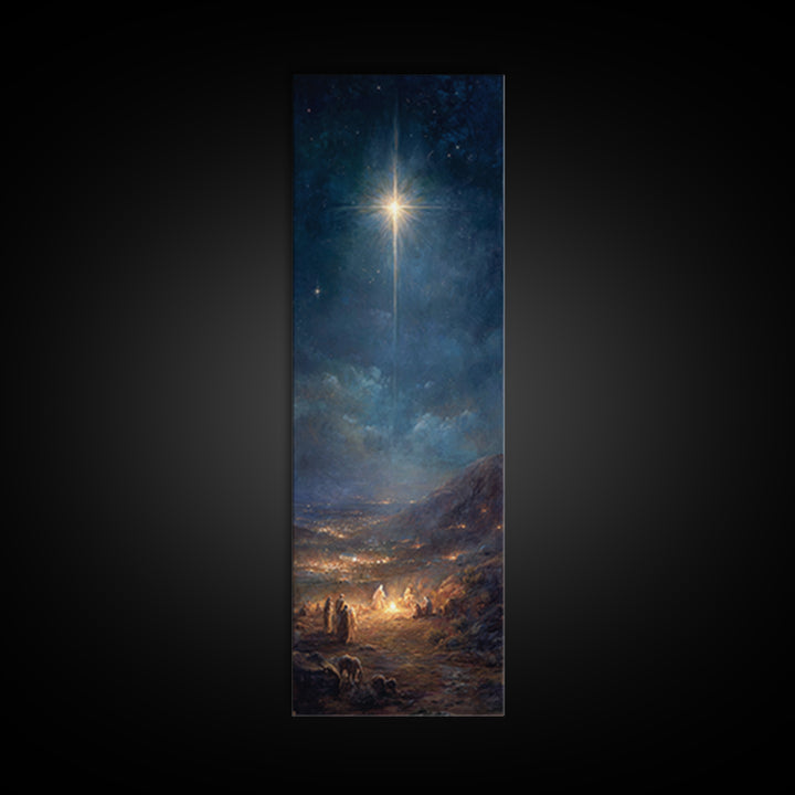 Star Over Bethlehem – Framed Canvas Print – Tall Narrow Wall Art – Christian Christmas Art – Christmas Wall Art – Christian Art Canvas
