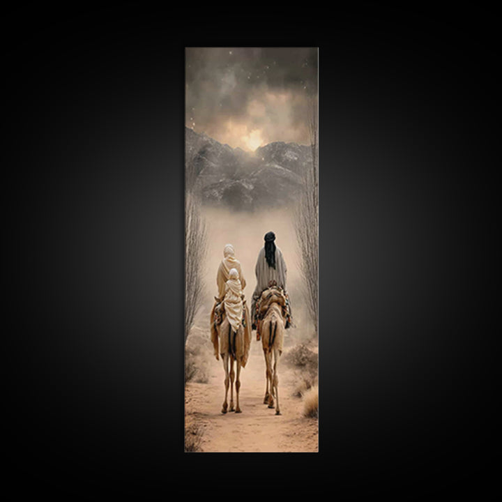 Holy Desert Trek – Framed Canvas Print – Narrow Art – Christian Art Canvas – Christmas Art Work – Christian Christmas Decor